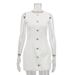 Women's White Short French Style Dress Sleeveless round Neck Elegant Waist Cinching Vest Dress for Spring/Summer 2025_ecoleips.com