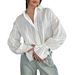 Women's Striped Shirt European American Style Long Sleeve Puff Sleeve Loose Fit Fashionable Versatile Top_ecoleips.com