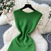 Luxury Sleeveless Knitted Dress for Women Summer Light American European Style Pleated Splicing Slim Fit Long Skirt_ecoleips.com