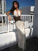 Absobe Women Polka Dot Lace Halter Neck Low V Backless Long Dress Elegant Sexy Slim Party Evening Gown Wedding Bridesmaid Outfit_ecoleips.com