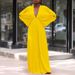 C8538 Cross-border Plus-size Women's Summer European And American V-neck Bat-sleeve Loose Casual Pleated Foreign_ecoleips.com