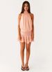 French Elegance Off-Shoulder Halter Dress – Summer Sleeveless Mini Dress With Waist Accent For Birthday, Vacation & Date Night_ecoleips.com