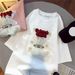 Women's Clothing High End Bear Niche Design Heavy Duty Short Sleeved T Shirt For Women 2024 Summer New Style Hot Diamond Top Trend_ecoleips.com