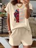 Women’s 2 Piece Outfit Set – Oversized Graphic T-Shirt And Biker Shorts Matching Set, Casual Summer Lounge Tracksuit For Daily Wear-362_ecoleips.com