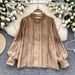 Elegant French-Style Lace Trimmed Blouse With Lantern Sleeves – Romantic & Youthful Women's Top_ecoleips.com