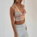 2025 Elegant And Sexy Floral Print Bohemian Twist Decorated Deep V-Neck Short Tank Top_ecoleips.com