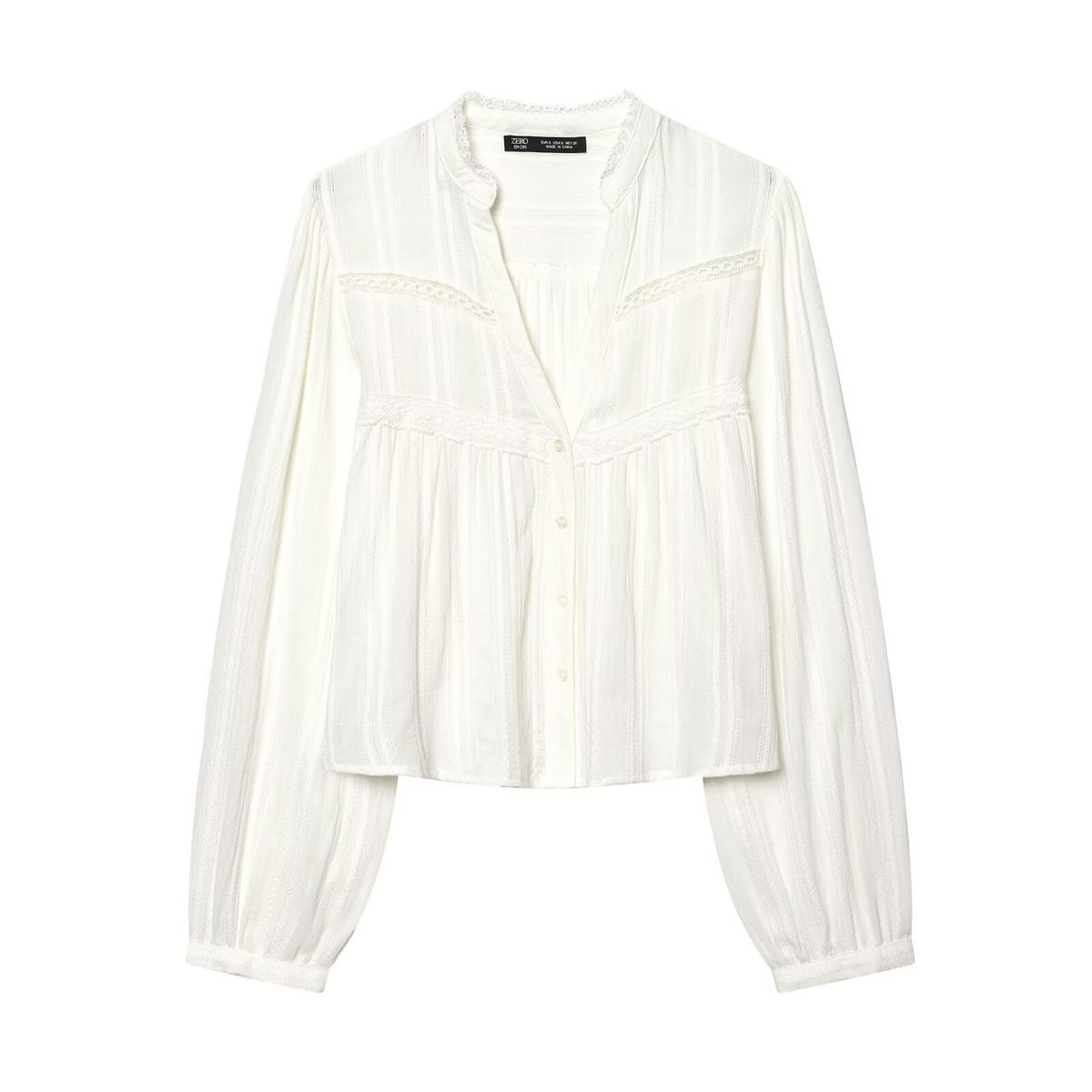 Lace-Trim Cropped Blouse – Minimalist 3d Texture Top With Soft Cotton Blend (Xs-L) Breathing Canvas_ecoleips.com