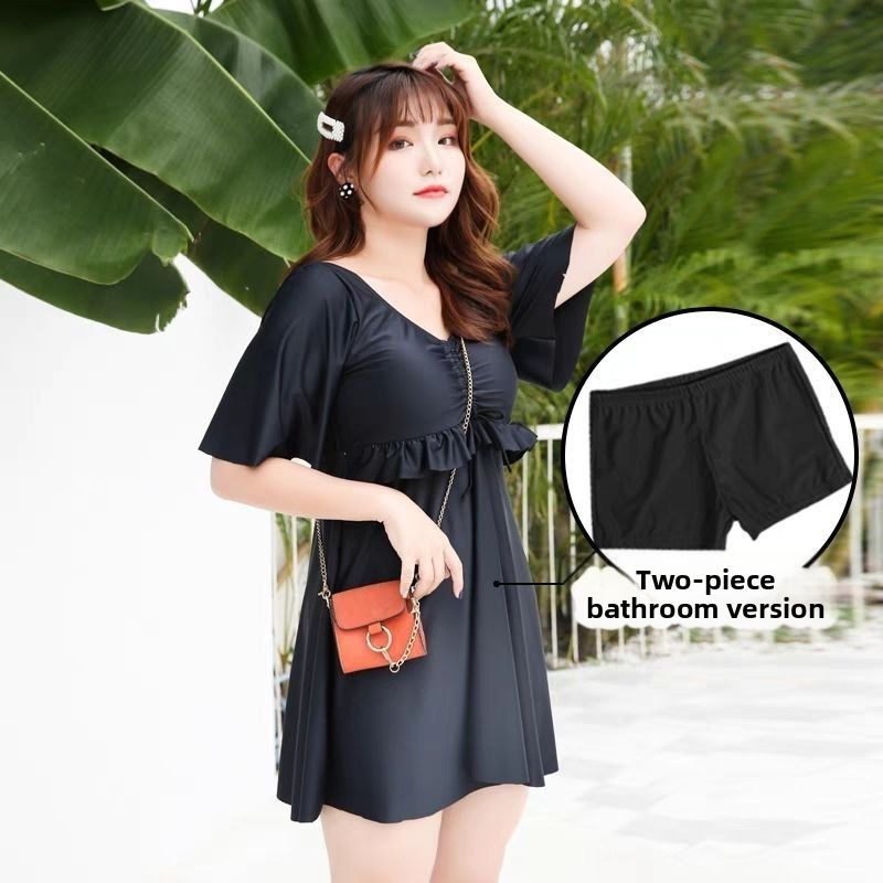 Women's Two Piece Swimsuit plus Size Slimming Conceals Belly Conservative Suitable for Hot Springs And Vacations_ecoleips.com