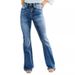 Women's Clothing Casual Fashion Slim High Waist Slightly Flared Denim Trousers_ecoleips.com