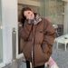K New Checkerboard Patterned Cotton Jacket For Women, Loose Standing Collar, Short Cotton Jacket, Cotton Coat, Thick Bread Jacket_ecoleips.com