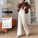 Fleece-Lined Jeans For Women, Autumn And Winter 2025 New Style, Pear-Shaped Body, Loose Fit, Slimming, White Wide-Leg_ecoleips.com