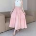 Women's High-Waisted Slimming Pleated Midi Skirt Versatile Fashionable Tiered Long Skirt For Slim Fit_ecoleips.com