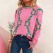 Stylish Letter Embroidery Contrast Color Knit Sweater - Casual Round Neck Long Sleeve Pullover For Women_ecoleips.com