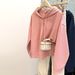 American-style Real-shot Solid Color Composite Long-sleeve Hooded Sweatshirt For Women, New Spring And Autumn Thin_ecoleips.com