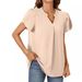Summer V Neck Petal Sleeve Shirt For Women Simple Stylish Relaxed Everyday Wear Comfortable Feshion_ecoleips.com