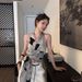 Vintage Design Cross V-Neck Halter Neck Camisole For Women Summer Tie Slim Fit Elegant Outerwear Top_ecoleips.com