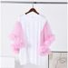 Sweet Mesh Panel Contrast Color T-Shirt For Women, Round Neck Short Sleeve Top, Plus Size Breathable Casual Tee_ecoleips.com