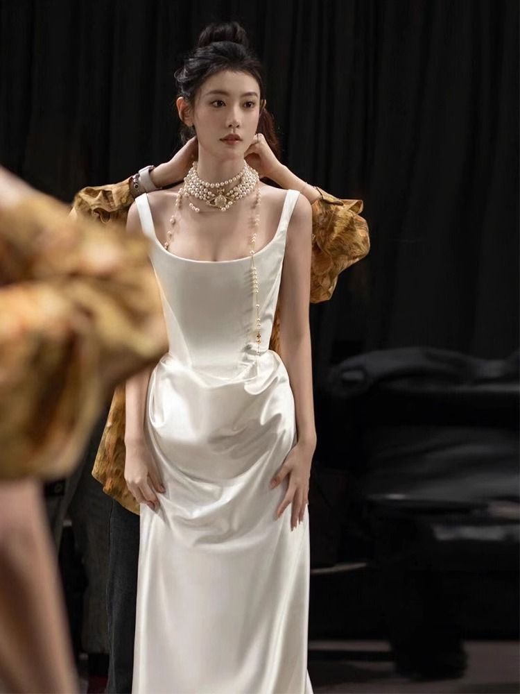 Women's Clothing Elegant French Satin Strapless Gown Sexy Lightweight Wedding Dress For Brides And Engagements New Arrival Spring Niche Style_ecoleips.com