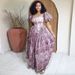 European And American Women's Clothing 2025 Summer New Fashion Square Neck Printed Puff Sleeve High Waist Dress_ecoleips.com
