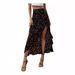 Women's Floral Print Side-Slit Midi Skirt – Flowy & Flirty Spring Wrap Skirt (M-Xxl, Black/Blue/Yellow)_ecoleips.com