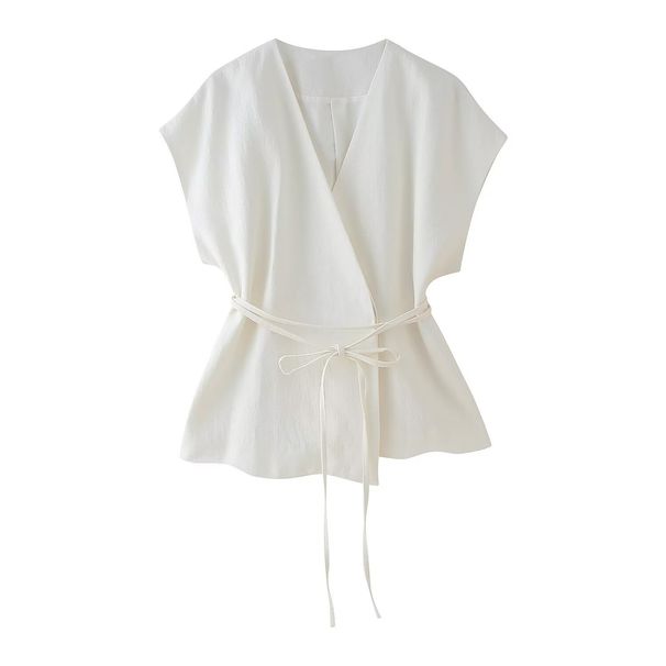Women's Clothing Fashionable And Versatile Linen Blended Double Breasted Vest Pleated Pants_ecoleips.com