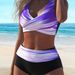 Aria Basics Women's Cross-Border Sexy European And American Hot Girl Striped Print Two-Piece Bikini Swimsuit_ecoleips.com