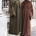 Verve 2025 New Dubai Turkish Muslim Women's Dress Cardigan Robe Inner Two-Piece Set_ecoleips.com