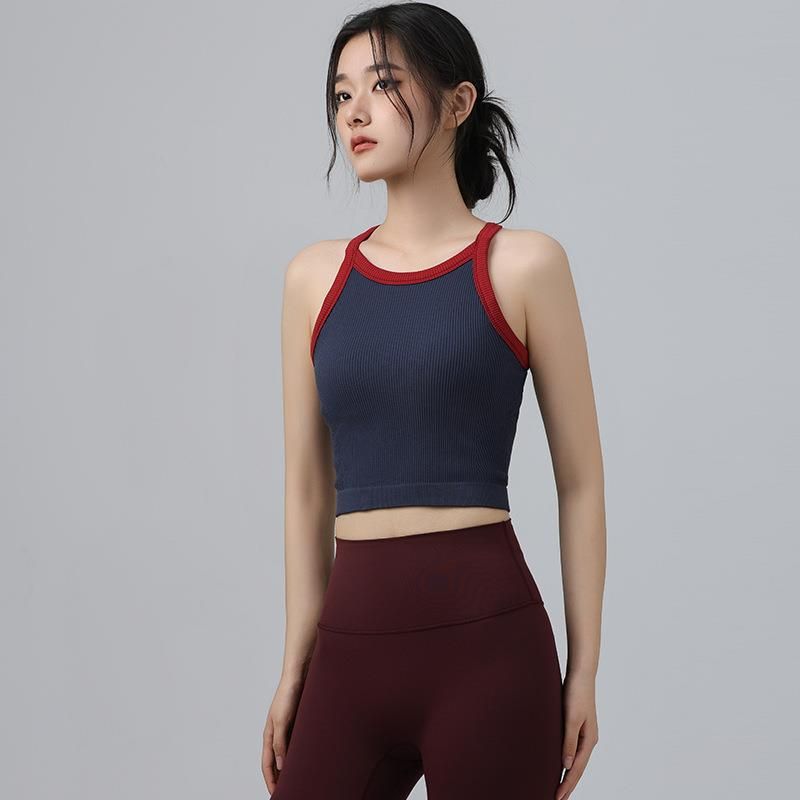 K Sports Vest With Chest Cushion, Gathering And Shock-absorbing Running Underwear, Wearing Retro Yoga Clothes, Cross Shaped Bra_ecoleips.com