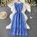 Women's Clothing Lady High End Hollow Lace Dress Female Summer Waist Slimming Medium Length Skirt_ecoleips.com