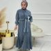 Women's Solid Color Zippered Waist Muslim Denim Dress_ecoleips.com