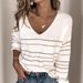 "Oversized Drop Shoulder Sweater – Women's V-Neck Contrast Trim Knit Pullover (Apricot, S-XL, Relaxed Fit, European Minimalist Style)"_ecoleips.com