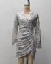 Dunhuang-Inspired Deep V-Neck Pencil Dress With Long Sleeves – Elegant Bodycon Midi Dress For Fall & Winter_ecoleips.com
