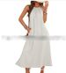 Women's Clothing Halter Neck Sleeveless Cotton Linen Dress American Style Solid Color Vest Hot Selling_ecoleips.com