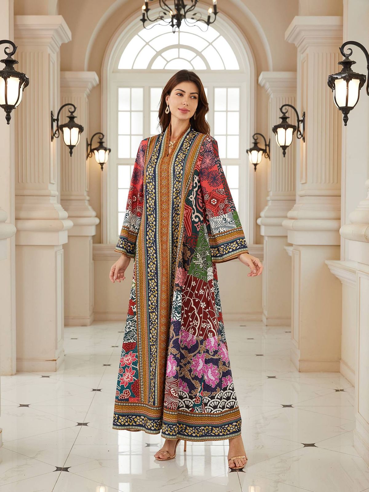 Women's Dubai Long Robe Muslim Print Hooded Dress Set, Elegant Islamic Clothing For Women, Comfortable And Stylish Loungewear_ecoleips.com