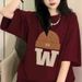 Unisex Pure Cotton Short Sleeve T-Shirt Korean Style Straight Shoulder Fashion Top For Students And Couples Versatile 200g_ecoleips.com