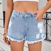 Women's Distressed Denim Shorts - Vintage Washed High Waist Ripped Hot Pants Trendy Casual Stretch Denim Shorts_ecoleips.com