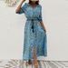 Women's Bohemian Belted Beach Dress European American Style Vacation Clothing For Plus Size_ecoleips.com