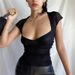 Summer Women's Short Sleeve T-Shirt Sexy Backless V-Neck Slim Fit Solid Color Top for Wholesale 2025 New Cross Border_ecoleips.com
