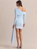 Mozision Diagonal Collar Backless Sexy Mini Dress Women Elegant Long Sleeve Draped Ruched Bodycon Club Party Dresses Female_ecoleips.com