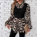 Aria Basics Aria Basics Cross-Border European And American Women's Clothing Leopard Print Long Sleeve Shirt Slimming Wrinkle-Resistant_ecoleips.com