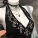 Spicy Girl Yabi Beautiful Back Vest Summer New Black V-neck Embroidered Halter Strap Backless Retro Top_ecoleips.com