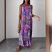 Women's ClothingSummer Expert Fashion Casual Women's Printed Long Skirt Loose Suspender Large Size Dress_ecoleips.com