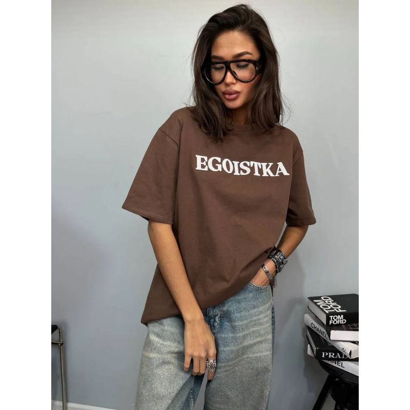 2025 Summer European And American Style New Fashionable Versatile Letter Print 100% Cotton Short Sleeve Commuter T-Shirt_ecoleips.com