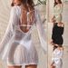 Beach Skirt Knitted Hollow Backless Sexy Long-sleeved Hip-covering Bikini Swimsuit Cover-up For Women_ecoleips.com