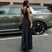 Women's Slim Backless Dress European American Style Fashionable Sexy Deep V Halter Lace Trim Winter_ecoleips.com