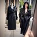 Women's Long PU Leather Trench Coat – Oversized Lapel Belted Jacket (Black Faux Leather Coat For Tall Frames)_ecoleips.com