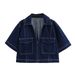 Women's Summer New V-Neck Pullover Short Shirt + Double Breasted High Waist Denim Skirt Pants Set_ecoleips.com