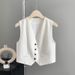 Fashionable Short White Suit Women, Suitable For Outer Wear, Simple Versatile, Thin Sleeveless Stylish And Trendy Vest_ecoleips.com