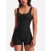 Women's Clothing Sexy Backless One Shoulder Sleeveless Bodysuit Waist Revealing Pleated Three Quarter Jumpsuit Women's_ecoleips.com