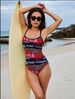 Strapless Bandeau One-Piece Swimsuit – Adjustable Double Strap & Low Back Swimwear For Women (Black/Red Floral, S-XXL)_ecoleips.com